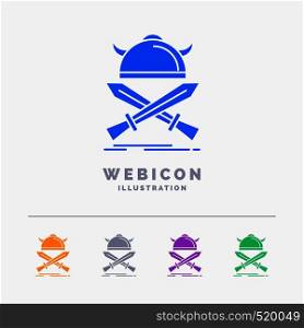 battle, emblem, viking, warrior, swords 5 Color Glyph Web Icon Template isolated on white. Vector illustration. Vector EPS10 Abstract Template background