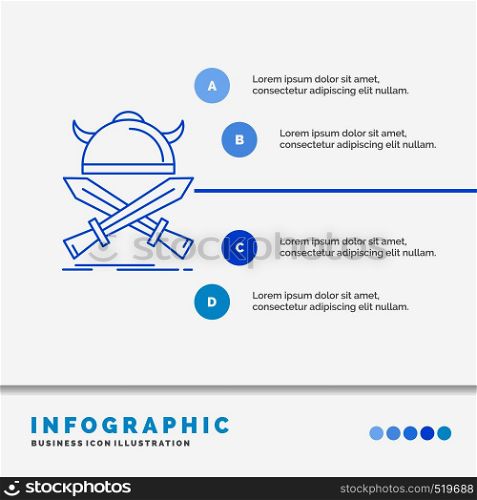 battle, emblem, viking, warrior, swords Infographics Template for Website and Presentation. Line Blue icon infographic style vector illustration. Vector EPS10 Abstract Template background