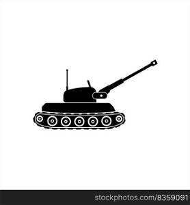 Battle Tank Icon, Armoured Fighting Vehicle Vector Art Illustration