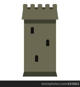 Battle tower guarding the fortress icon flat isolated on white background vector illustration. Battle tower guarding the fortress icon isolated