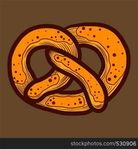 Bavarian pretzel icon. Hand drawn illustration of bavarian pretzel vector icon for web design. Bavarian pretzel icon, hand drawn style