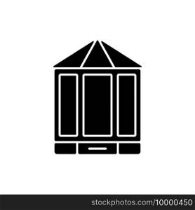 Bay and bow windows black glyph icon. Extending beyond exterior wall. Window space projecting outward. Increasing wall surface area. Silhouette symbol on white space. Vector isolated illustration. Bay and bow windows black glyph icon