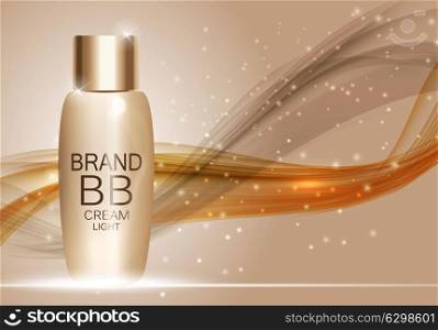 BB Cream Bottle Template for Ads or Magazine Background. 3D Realistic Vector Iillustration. EPS10. BB Cream Bottle Template for Ads or Magazine Background. 3D Real