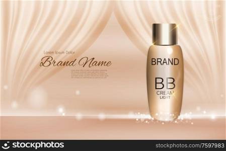 BB Cream Bottle Template for Ads or Magazine Background. 3D Realistic Vector Iillustration. EPS10. BB Cream Bottle Template for Ads or Magazine Background. 3D Realistic Vector Iillustration