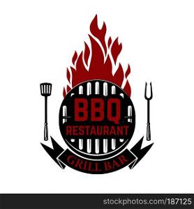 Bbq and grill icon. Design elements for logo, label, emblem, sign, restaurant menu. Vector illustration.