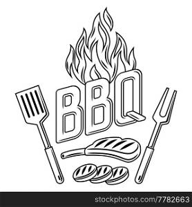 Bbq background with grill objects and icons. Stylized kitchen and restaurant menu items.. Bbq background with grill objects and icons. Stylized kitchen and restaurant items.