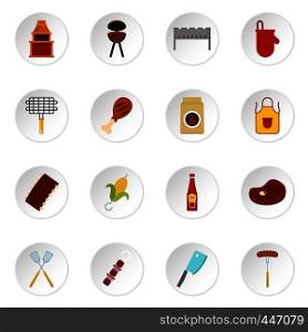 BBQ food icons set in flat style isolated vector icons set illustration. BBQ food icons set in flat style