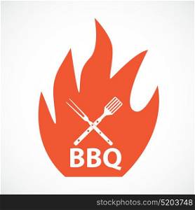 BBQ Icon with Grill Tools. Vector Illustration EPS10. BBQ Icon with Grill Tools. Vector Illustration