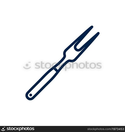BBQ or grill tools icon in flat design. Barbecue fork sign isolated symbols on white background. Simple silhouette BBQ tools. Logo. Vector illustration.