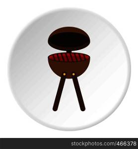BBQ party grill icon in flat circle isolated on white background vector illustration for web. BBQ party grill icon circle