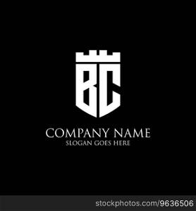 Bc initial shield logo design inspiration crown Vector Image