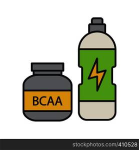 BCAA supplement color icon. Whey protein. Sports nutrition. Isolated vector illustration. BCAA supplement color icon