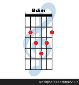 Bdim guitar chord icon. Basic guitar chord vector illustration symbol design