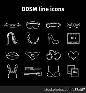 BDSM line icons. Adult sex toys outline icons vector. BDSM line icons