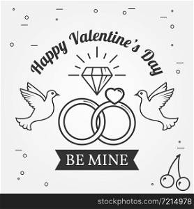Be mine, Happy Valentine&rsquo;s Day greetings card, labels, badges, symbols, illustrations, tattoo and typography vector elements. For web design and application interface. Thin line icon.