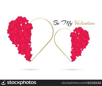 Be My Valentine. Happy valentines day and weeding element couples love. Cardboard greeting card design for Valentine&amp;#39;s Day. Be my Valentine text of hearts. Rose petals. Be my vector illustration