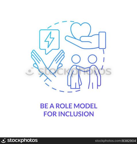 Be role model for inclusion blue gradient concept icon. Show ex&le. Supporting LGBT youth abstract idea thin line illustration. Isolated outline drawing. Myriad Pro-Bold fonts used. Be role model for inclusion blue gradient concept icon