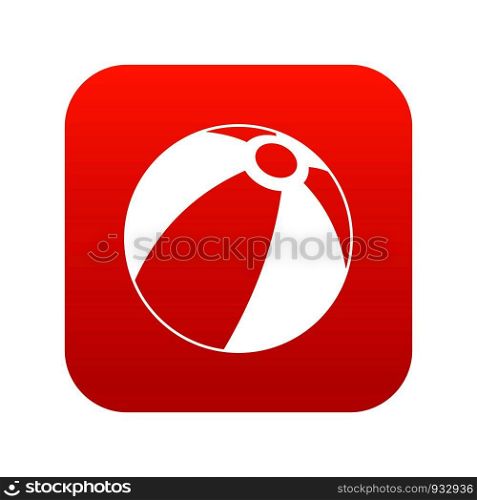 Beach ball icon digital red for any design isolated on white vector illustration. Beach ball icon digital red