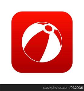 Beach ball icon digital red for any design isolated on white vector illustration. Beach ball icon digital red
