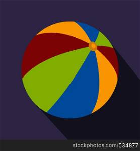Beach ball icon in flat style with long shadow. Sea and rest symbol. Beach ball icon, flat style