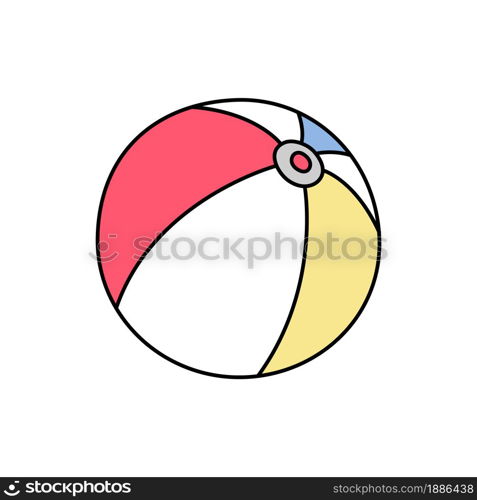 Beach ball. Sport equipment sketch. Hand drawn doodle icon. Vector color freehand fitness illustration