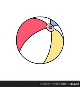 Beach ball. Sport equipment sketch. Hand drawn doodle icon. Vector color freehand fitness illustration