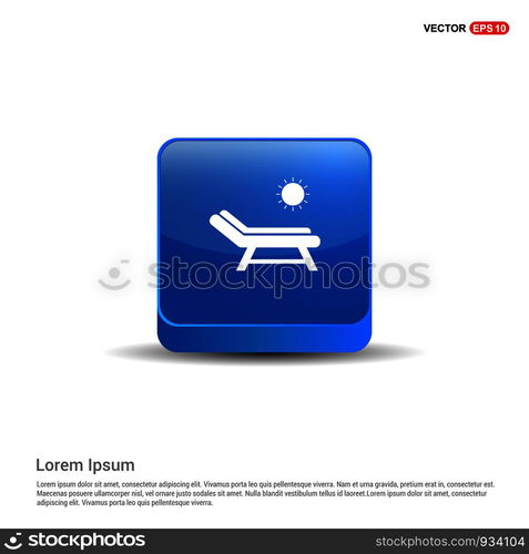 Beach Bed Icon - 3d Blue Button.