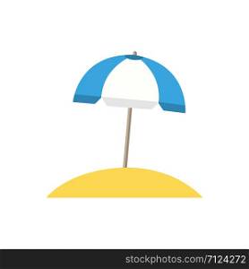 Beach blue umbrella, vector ilustration