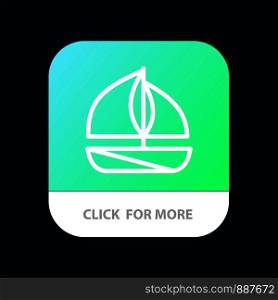 Beach, Boat, Ship Mobile App Button. Android and IOS Line Version