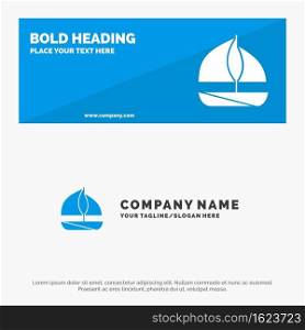 Beach, Boat, Ship SOlid Icon Website Banner and Business Logo Template