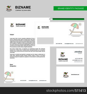 Beach Business Letterhead, Envelope and visiting Card Design vector template