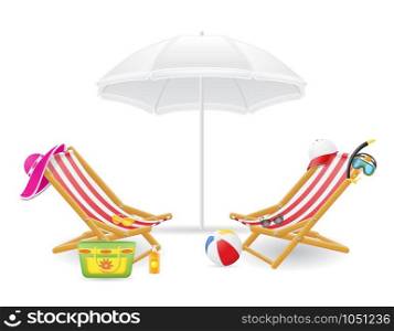beach chair and parasol vector illustration isolated on white background