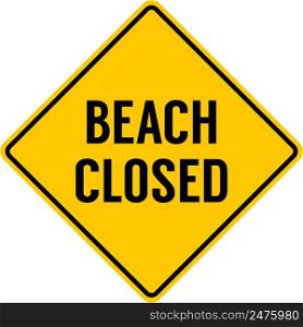 Beach Closed sign yellow triangle and rhombus, vector