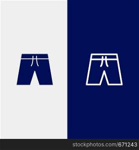 Beach, Clothing, Short, Shorts Line and Glyph Solid icon Blue banner Line and Glyph Solid icon Blue banner