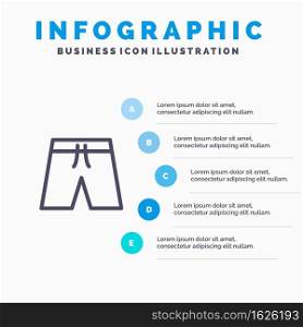 Beach, Clothing, Short, Shorts Line icon with 5 steps presentation infographics Background