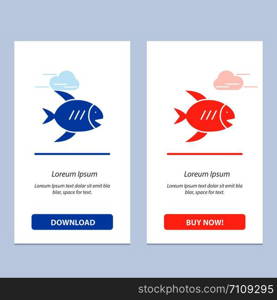 Beach, Coast, Fish, Sea Blue and Red Download and Buy Now web Widget Card Template