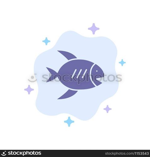 Beach, Coast, Fish, Sea Blue Icon on Abstract Cloud Background