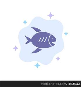 Beach, Coast, Fish, Sea Blue Icon on Abstract Cloud Background