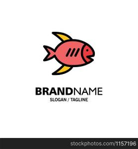 Beach, Coast, Fish, Sea Business Logo Template. Flat Color