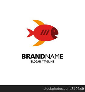 Beach, Coast, Fish, Sea Business Logo Template. Flat Color