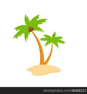 Beach coconut tree, seaside palm tree, coconut tree or island palm tree.