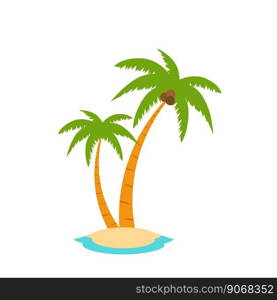 Beach coconut tree, seaside palm tree, coconut tree or island palm tree.
