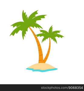 Beach coconut tree, seaside palm tree, coconut tree or island palm tree.