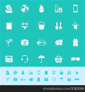 Beach color icons on green background, stock vector