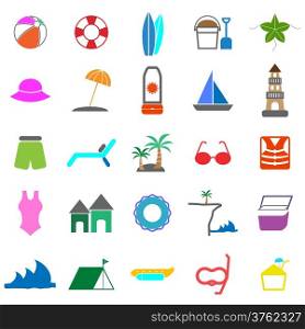 Beach color icons on white background, stock vector