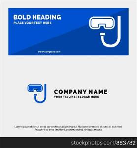 Beach, Goggles, Snorkeling, Underwater SOlid Icon Website Banner and Business Logo Template