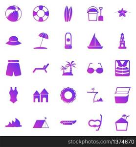 Beach gradient icons on white background, stock vector