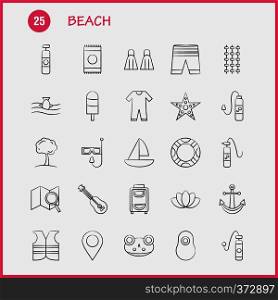 Beach Hand Drawn Icon for Web, Print and Mobile UX/UI Kit. Such as: Shorts, Holiday, Vacation, Wear, Swimming, Pool, Sea, Instrument, Pictogram Pack. - Vector