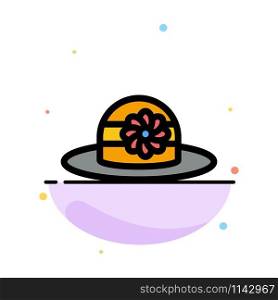 Beach, Hat, Cap Abstract Flat Color Icon Template