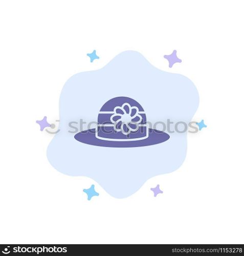 Beach, Hat, Cap Blue Icon on Abstract Cloud Background